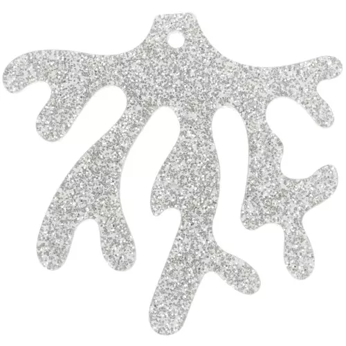 Colgante acrílico coral 36,5x39 mm - Plateado brillo x1