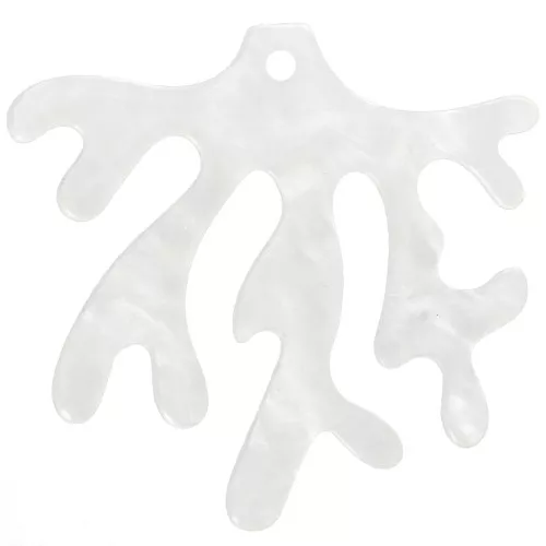 Colgante acrílico coral 36,5x39 mm - Blanco nacarado x1