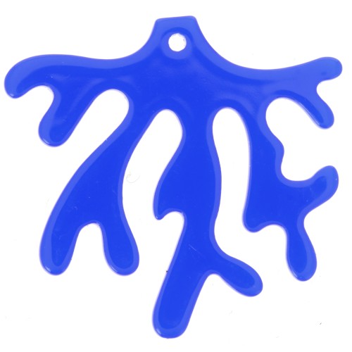 Colgante de coral acrílico transparente 36,5x39 mm - Azul real x1