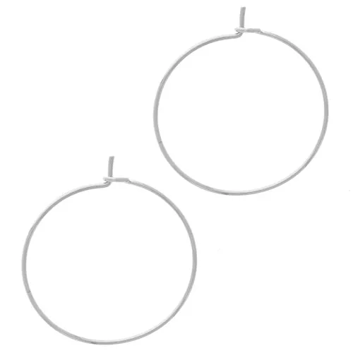 Pendientes de aro para decorar 25 mm - Alambre 0,7 mm - Plateado x2