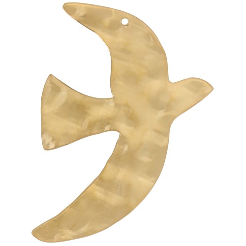 Colgantes pájaro martillado 51x36 mm exclusividad Perles&Co - Acero inoxidable 304L Dorado x2