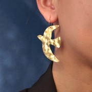 Colgantes pájaro martillado 51x36 mm exclusividad Perles&Co - Acero inoxidable 304L Dorado x2