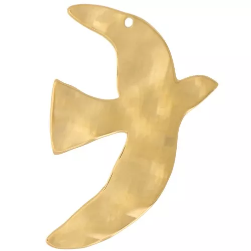 Colgantes pájaro martillado 36x25 mm exclusividad Perles&Co - Acero inoxidable 304L Dorado x2