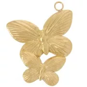 Colgante 2 mariposas 30x24 mm - Acero inoxidable 304L Dorado x1