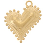 Colgante corazón abombado 22x20 mm con bolitas - Acero inoxidable 304L Dorado|raw }}