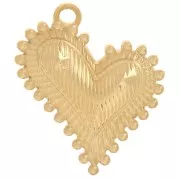 Colgante corazón abombado 22x20 mm con bolitas - Acero inoxidable 304L Dorado