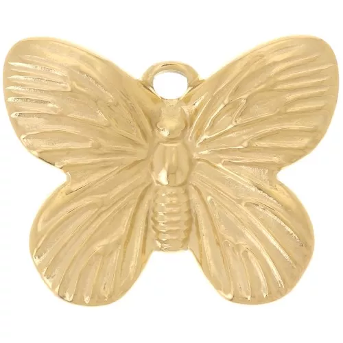 Dije Mariposa 16x19.5 mm - Acero inoxidable 304L Dorado x1