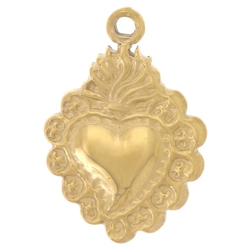 Dije Corazón Ex-voto 18x12 mm - Acero inoxidable 304L Dorado x1