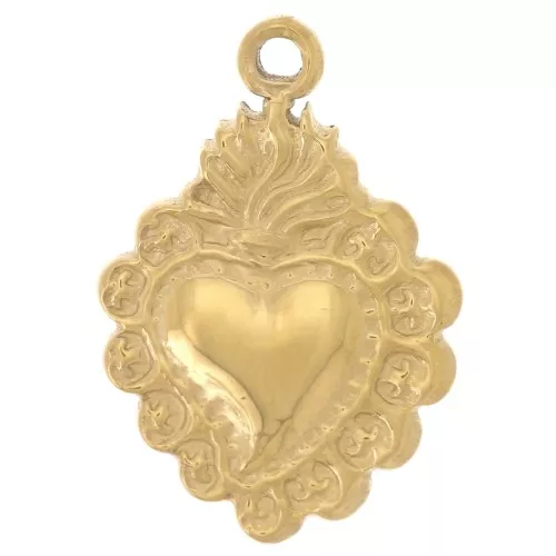 Dije Corazón Ex-voto 18x12 mm - Acero inoxidable 304L Dorado x1