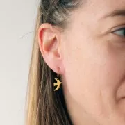 Dije de pájaro de 15 x 10,5 mm, de la marca Perles&Co - Acero inoxidable 316L dorado x1