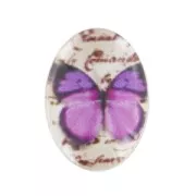 Cabujón 18x13 mm Mariposa Violeta/Negro x1