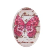 Cabujón 18x13 mm Mariposa Rosa x1