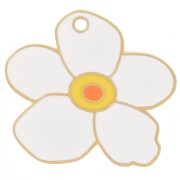 Dije flor de pensamiento 18x20 mm resina epoxi - Acero inoxidable 304L Dorado - Crema x1|raw }}