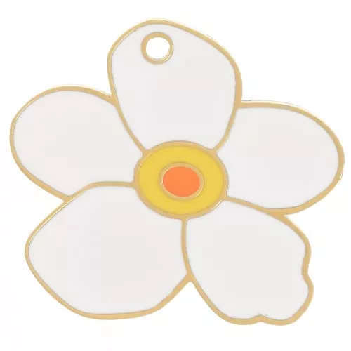 Dije flor de pensamiento 18x20 mm resina epoxi - Acero inoxidable 304L Dorado - Crema x1