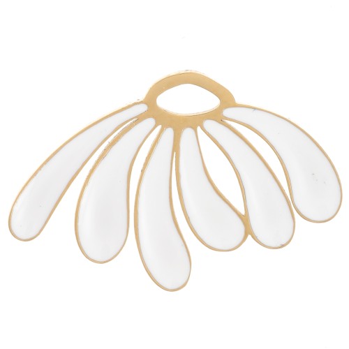 Colgante margarita 13x20 mm resina epoxi - Acero inoxidable 304L Dorado - Blanco x1