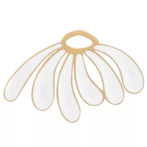 Colgante margarita 13x20 mm resina epoxi - Acero inoxidable 304L Dorado - Blanco x1