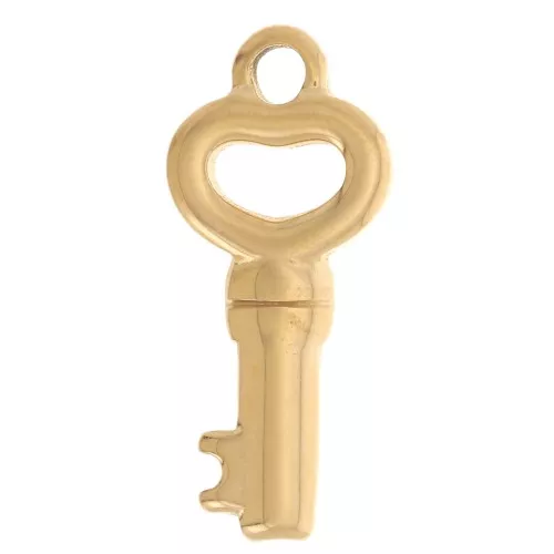 Dije de llave en forma de corazón 20x9 mm - Acero inoxidable 304L Dorado x1