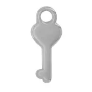Dije llave forma corazón 15x6mm con óxido de circonio - Acero inoxidable 304L x1