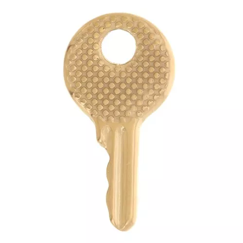 Breloque clef ronde texturée 15x8 mm - Acier inoxydable 304L Doré x1