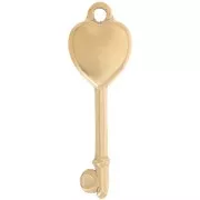 Llave colgante en forma de corazón 36x12 mm - Acero inoxidable 304L Dorado x1