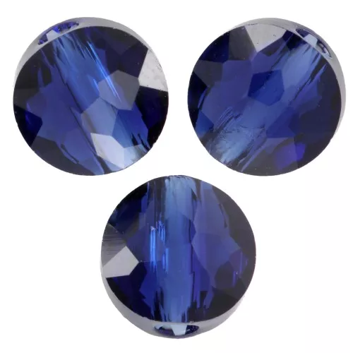 Cuentas planas redondas - 6 mm - Thin Round PureCrystal 5034 - Zafiro oscuro reinventado x6