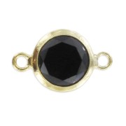 Separadores 2 anillos - óxido de zirconio - 11x6 mm Jet/Gold filled x1