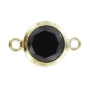 Separadores 2 anillos - óxido de zirconio - 11x6 mm Jet/Gold filled x1