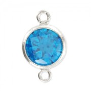 Separador 2 anillos - óxido de zirconio - 11x6 mm Aqua Azul/Plateado 925 x1|raw }}