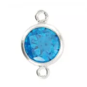 Separador 2 anillos - óxido de zirconio - 11x6 mm Aqua Azul/Plateado 925 x1