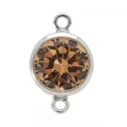 Separador 2 anillos - óxido de zirconio - 11x6 mm Champagne/Plata 925x1