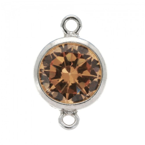 Separador 2 anillos - óxido de zirconio - 11x6 mm Champagne/Plata 925x1