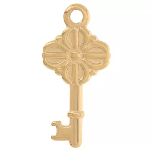 Pendentif clé ancienne 25.5x12 mm - Acier inoxydable 304L Doré x1