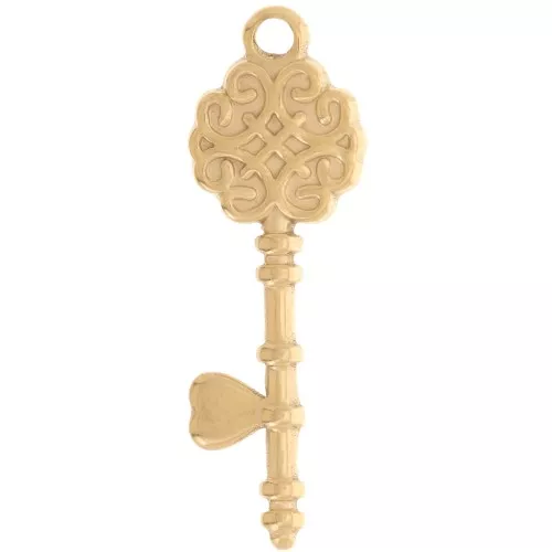 Colgante llave barroca 34,5x11,5 mm - Acero inoxidable 304L Dorado x1