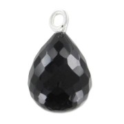 Colgante gota facetada 13x10 mm Plata 925/Onyx Negro x1|raw }}