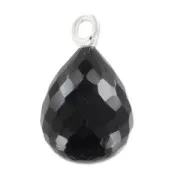 Colgante gota facetada 13x10 mm Plata 925/Onyx Negro x1