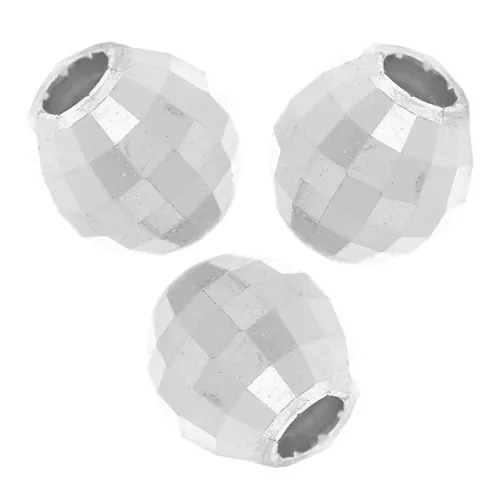 Cuentas facetadas redondas - Bola facetada de 3 mm en Plata 925 Plateado x10