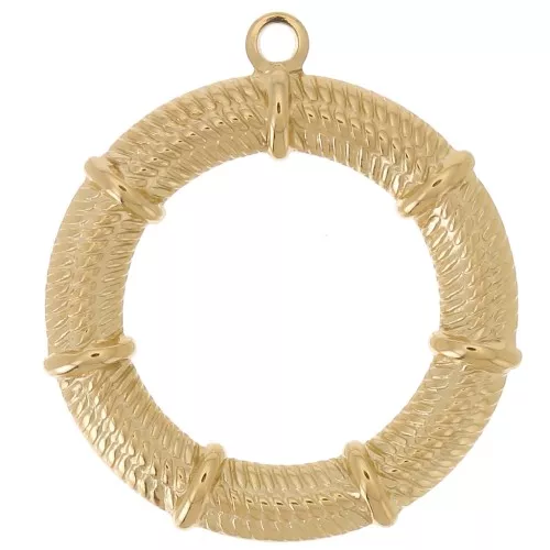 Pendentifs couronne effet tressé 29 mm - Acier inoxydable 304L Doré x2