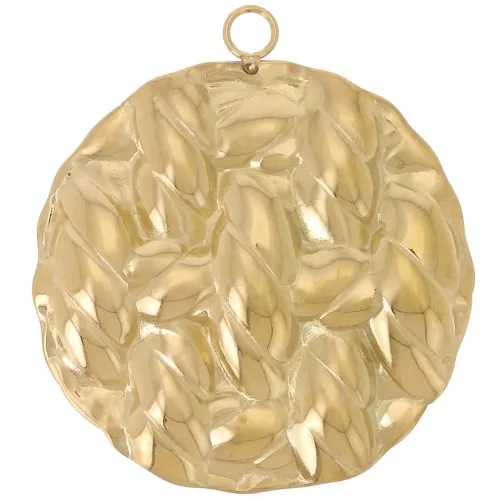 Pendentifs ronds martelés effet tressé 40 mm - Acier inoxydable 304L Doré x2