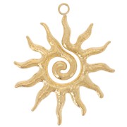Pendentif soleil martelé 41x34 mm - Acier inoxydable 304L Doré x1