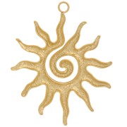 Pendentif soleil martelé 41x34 mm - Acier inoxydable 304L Doré x1