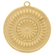 Dije redondo texturizado de 18 mm - Acero inoxidable 304L Dorado x1