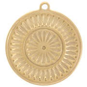 Dije redondo texturizado de 18 mm - Acero inoxidable 304L Dorado x1