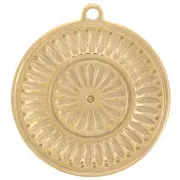 Dije redondo texturizado de 18 mm - Acero inoxidable 304L Dorado x1