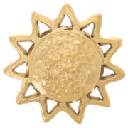 15 mm abombado martillado sol Dije - Acero inoxidable 304L Dorado x1