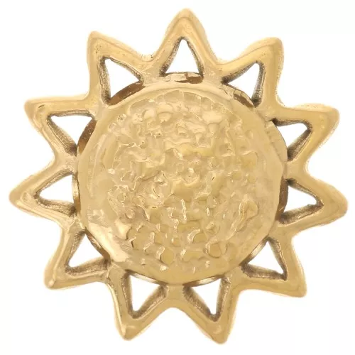 15 mm abombado martillado sol Dije - Acero inoxidable 304L Dorado x1