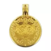 Colgante calendario Maya 21 mm Dorado con oro fino x1