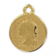 Dijes moneda quarterdollar 15 mm Dorato con oro fino x5