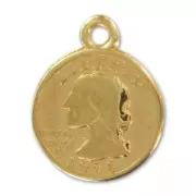 Dijes moneda quarterdollar 15 mm Dorato con oro fino x5