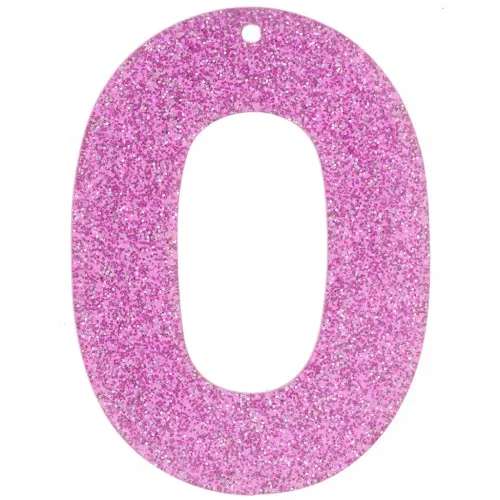 Colgante acrílico hueco ovalado 47x34 mm - Purpurina rosa x1