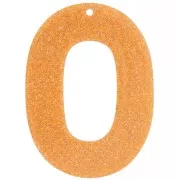 Colgante acrílico hueco ovalado 47x34 mm - Purpurina naranja x1